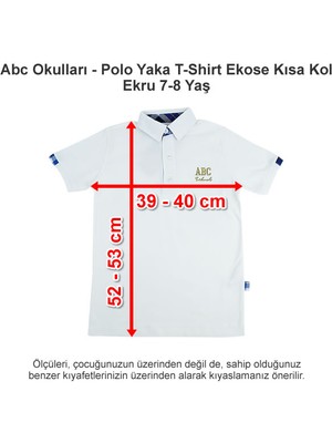 Abc Okulları Polo Yaka T-Shirt Ekose Kısa Kol Ekru 7-8 Yaş