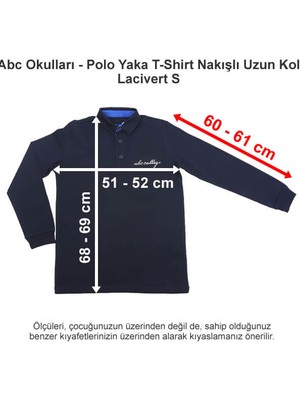 Abc Okulları Polo Yaka T-Shirt Nakışlı Uzun Kol Lacivert S