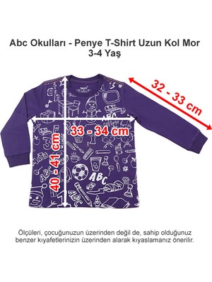 Abc Okulları Penye T-Shirt Uzun Kol Mor 3-4 Yaş