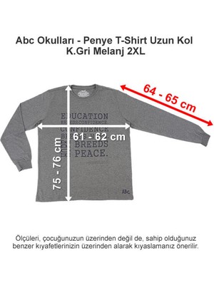 Abc Okulları Penye T-Shirt Uzun Kol K.gri Melanj 2xl