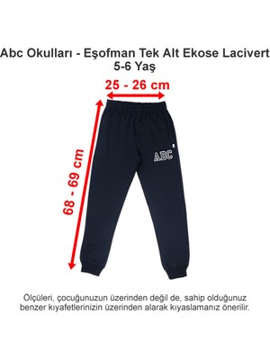 Abc Okulları Eşofman Tek Alt Ekose Lacivert 5-6 Yaş