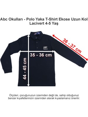 Abc Okulları Polo Yaka T-Shirt Ekose Uzun Kol Lacivert 4-5 Yaş
