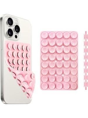 Mediterian Toz pembe vakumlu silikon telefon tutucu, aynaya yapışır, kaymaz, pratik kullanım sağlar