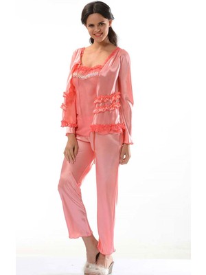 Mulvxbrf BRF02 Nar Çiçeği Saten Pijama Takımı - 1413 (Mulvix)