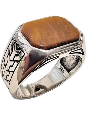 Kaplan Gözü Taşlı Gümüş Yüzük  250057416G17Y