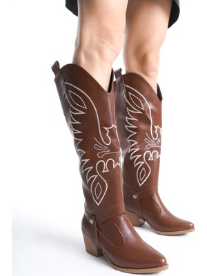 Jilla Taba Cilt Tak Çıkar Topuklu Bot ve Çizme