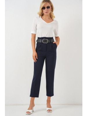Arben Boutique 6556 Kemerli Kumaş Pantolon - Lacivert