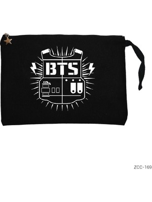 Bts Sheild Logo Siyah Clutch Astarlı Cüzdan / El Çantası