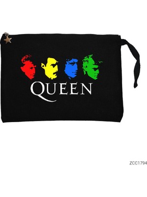Queen Colored Siyah Clutch Astarlı Cüzdan / El Çantası