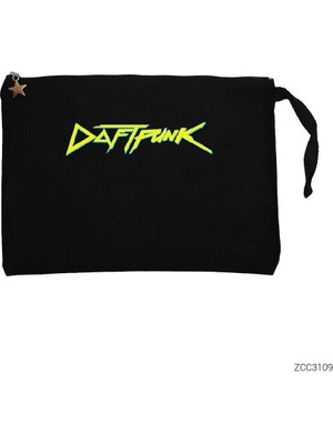 Daft Punk Logo Siyah Clutch Astarlı Cüzdan / El Çantası