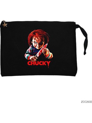 Chucky Murderer Siyah Clutch Astarlı Cüzdan / El Çantası