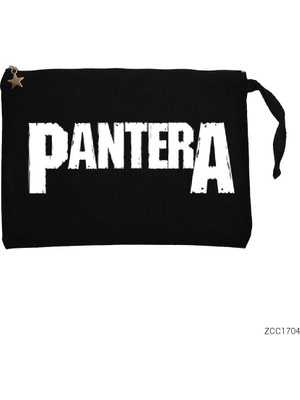 Pantera Logo Siyah Clutch Astarlı Cüzdan / El Çantası