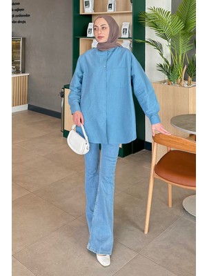 Lena Oversize Gömlek Bebe Mavisi