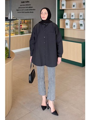 Lena Oversize Gömlek Siyah