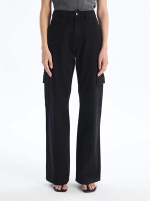 Kargo Cep Jeans Pantolon Siyah