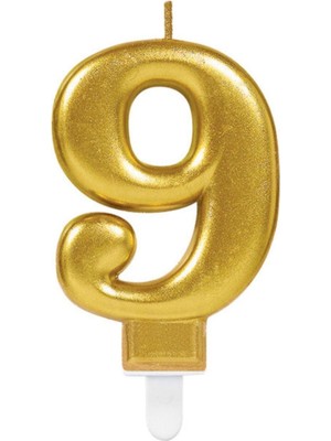 Efe Pastacılık Gold Renkli Rakamlı Doğum Günü Pastası Yaş Mumu – 9 Yaş