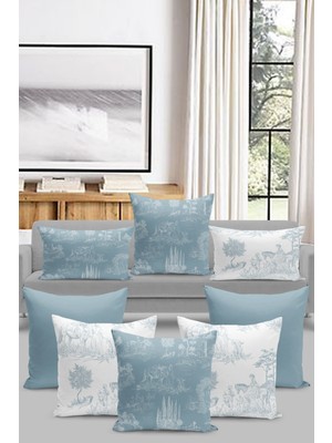 Filamente 8 Li Kırlent Kılıf Seti Toile De Jouy Style