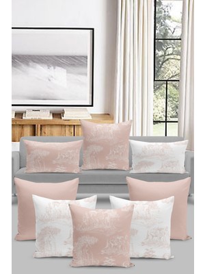 Filamente 8 Li Kırlent Kılıf Seti Toile De Jouy Style