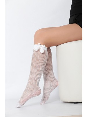 DayMod Peri Ponponlu File Çocuk Dizaltı Çorap