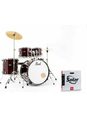 PEARL RS525SC/C91 Roadshow Şarap Kırmızısı 5 Parça (22B/10T/12T/16F/14S) Aksamlı ve Sabian Solar Zilli Akustik Davul Seti