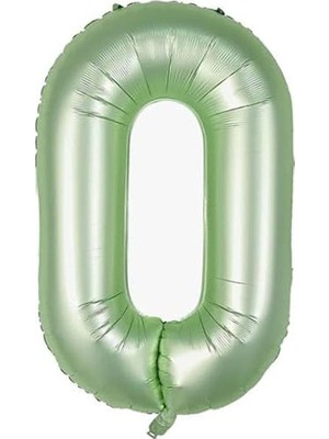 Rakam Folyo Balon 0 Rakamı Retro Adaçayı Yeşili 100 cm 40 Inc