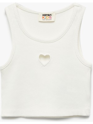 Koton Kız Çocuk Kalp Pencere Detaylı Kolsuz Ribanalı Polyester Karışımlı Atlet