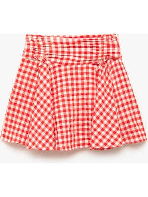 Koton Fiyonk Detaylı Volanlı Pötikare Etek