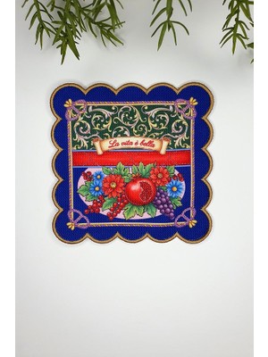 La Vita E Bella Italyan Tarzı Tasarımlı Nakış Kenar Kumaş Kokteyl Peçetesi 1 Adet