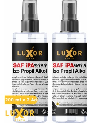 Luxor Kimya %99.9 Saf Ipa Izo Propil  200 ml x 2Adet Yüzey Temizleyici