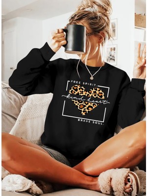 Arben Boutique Kadın Uzun Kollu Bisiklet Yaka Desenli Viskon Iki Iplik Bluz