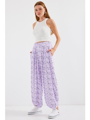 Arben Boutique 6665 Desenli Şalvar Pantolon - Lila