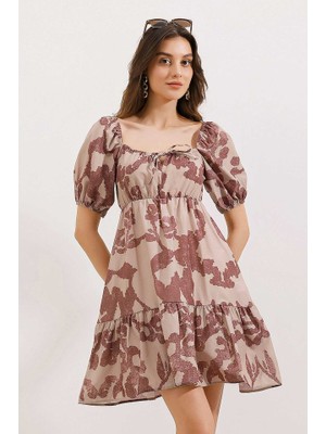Arben Boutique 2351 Kloş Poplin Elbise - D.gül Kurusu