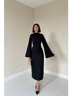 Arben Boutique Siyah Tek Kollu Elbise