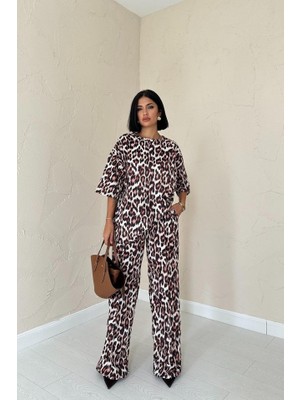 Arben Boutique Leopar T-Shirt ve Pantolon Takım