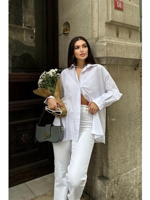 Arben Boutique Alexis Sırt Dantel Oversıze Gömlek 3336-08