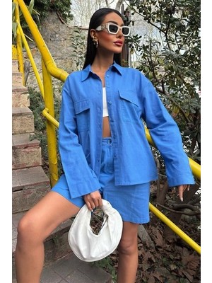 Arben Boutique Gömlek ve Şort Flamlı Keten Takım 10130