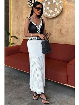 Arben Boutique Fırfır Detaylı Uzun Etekli Triko Takım 10115