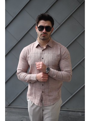 Arben Boutique Erkek Pamuklu Keten Kumaş Gömlek