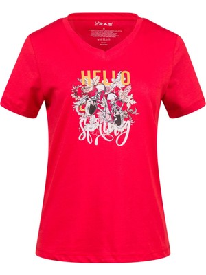 2AS Alone Baskılı V Yaka Kadın T-Shirt 402