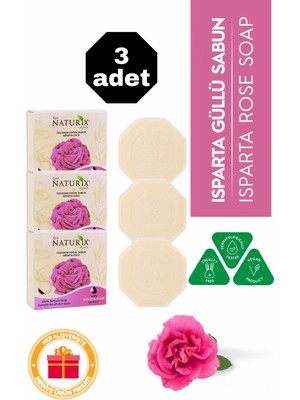 Naturix Isparta Gülü Özlü Taş Sabun 3'lü Eko Paket - 3X125 gr