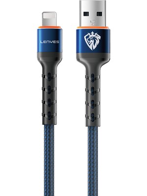 Lenyes LC515 iPhone Şarj Kablosu Lightning USB Hızlı Şarj Özellikli Data ve Şarj Kablosu 3A 1m Mavi