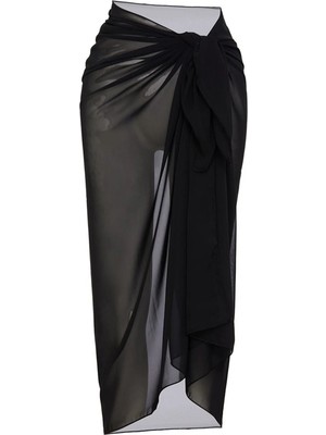 Kadın Siyah Bodrum Stili Bağlama Detaylı 150X75 Pareo