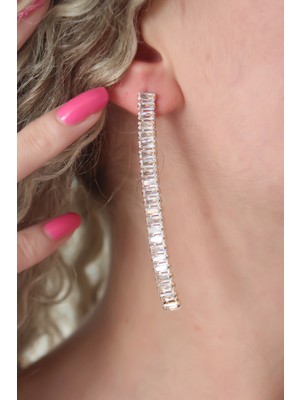 Toptan Bulurum Gold Renk Zirkon Taşlı Kadın Küpe