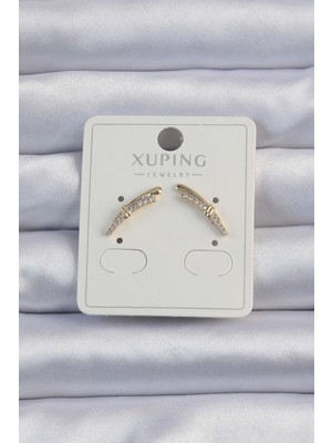Toptan Bulurum Xuping Gold Renk Zirkon Taşlı Küpe