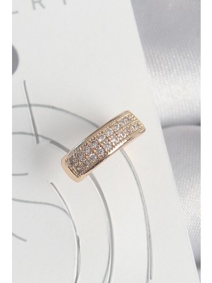 Toptan Bulurum Pirinç Gold Renk Zirkon Taşlı Kadın Kıkırdak Küpe