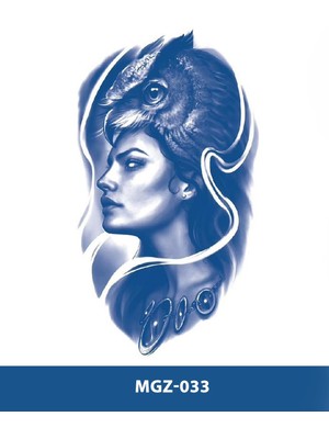 Tattoo MGZ-033 Baykuş ve Kadın Desen Orta Boy Yarı Kalıcı Dövme-Tatto