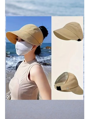 Kadınlar Için Ayarlanabilir At Kuyruğu Güneş Şapkası – Katlanabilir, Nefes Alabilen, Makinede Yıkanabilir Geniş Kenarlı Spor ve Plaj Şapkası