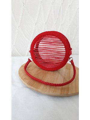 Laldizayn El Örgüsü Makrome Çanta / El Yapımı Yuvarlak Mini Boy El Çantası