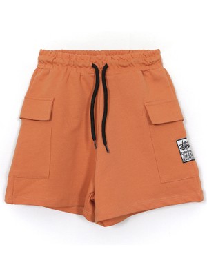 Bağcıklı Kargo Cepli Turuncu Renk Kız Çocuk Penye Şort 001-0002063