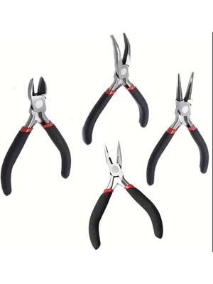 Yiğit Aksesuar 4 Çeşit Pense , Yan Keski , Eğri Uçlu ve Düz Uzun Uçlu Takı Yapma Araç Gereç Malzemeleri